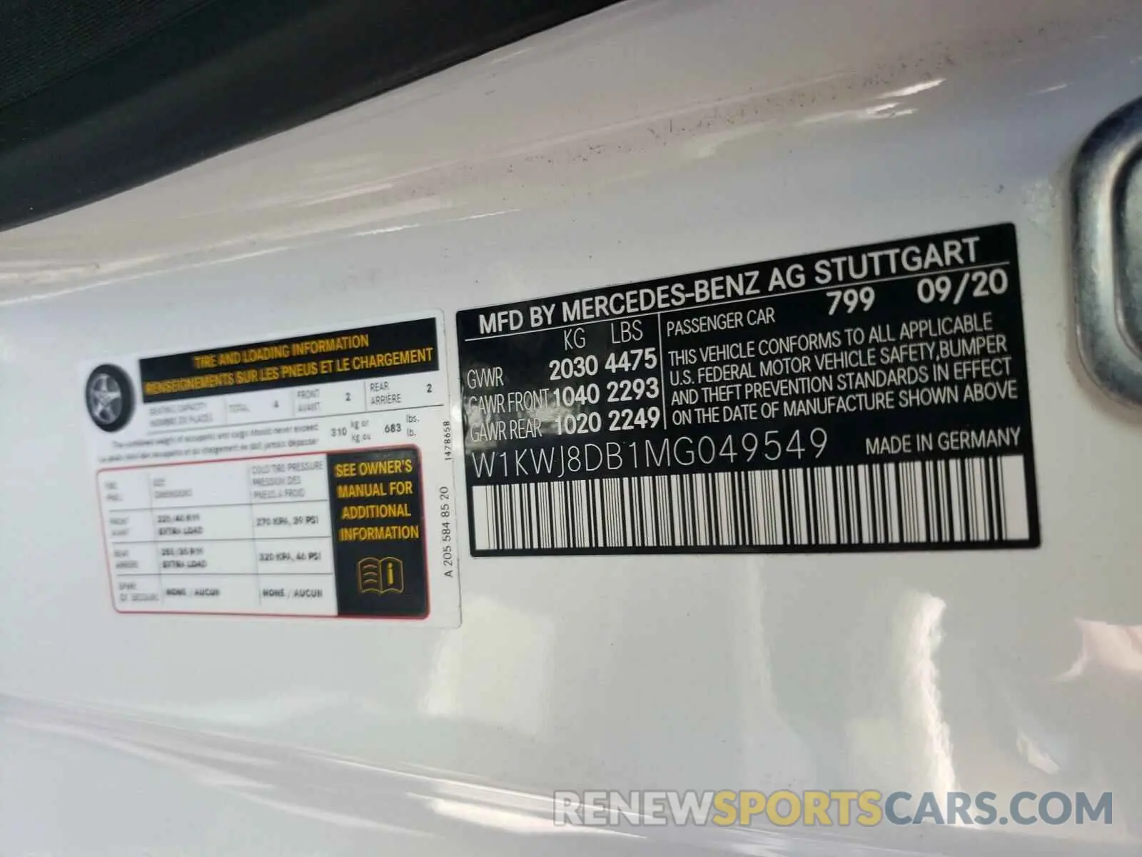 10 Photograph of a damaged car W1KWJ8DB1MG049549 MERCEDES-BENZ C CLASS 2021