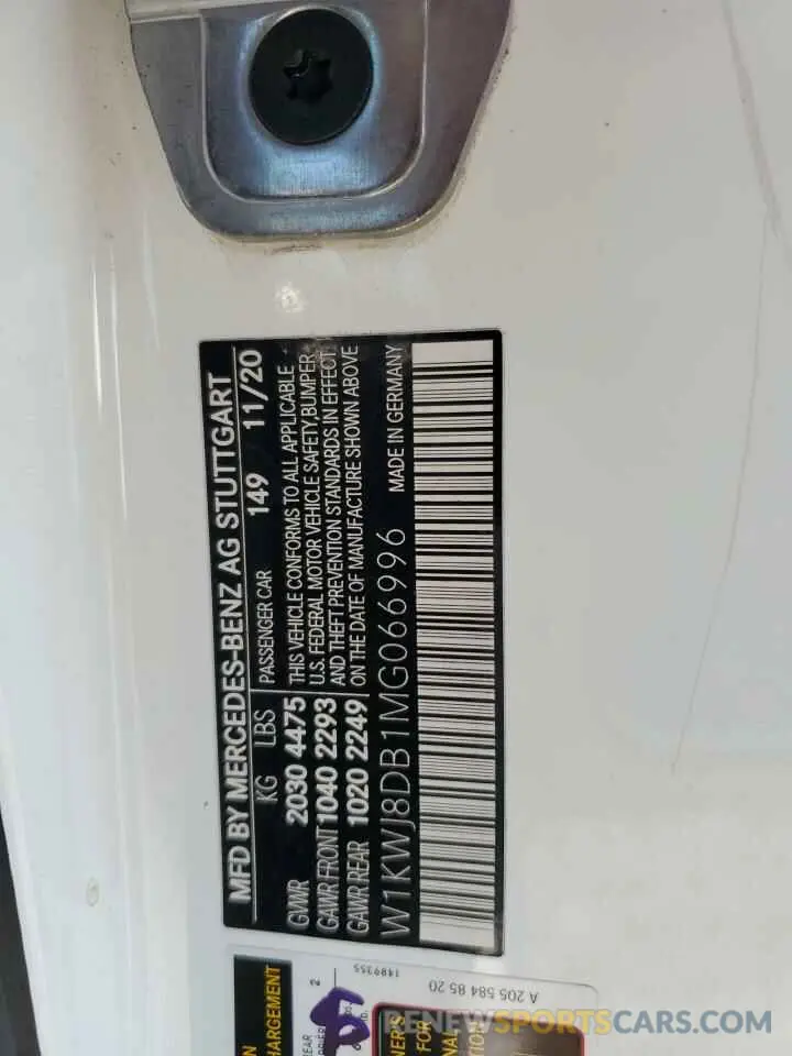12 Photograph of a damaged car W1KWJ8DB1MG066996 MERCEDES-BENZ C-CLASS 2021