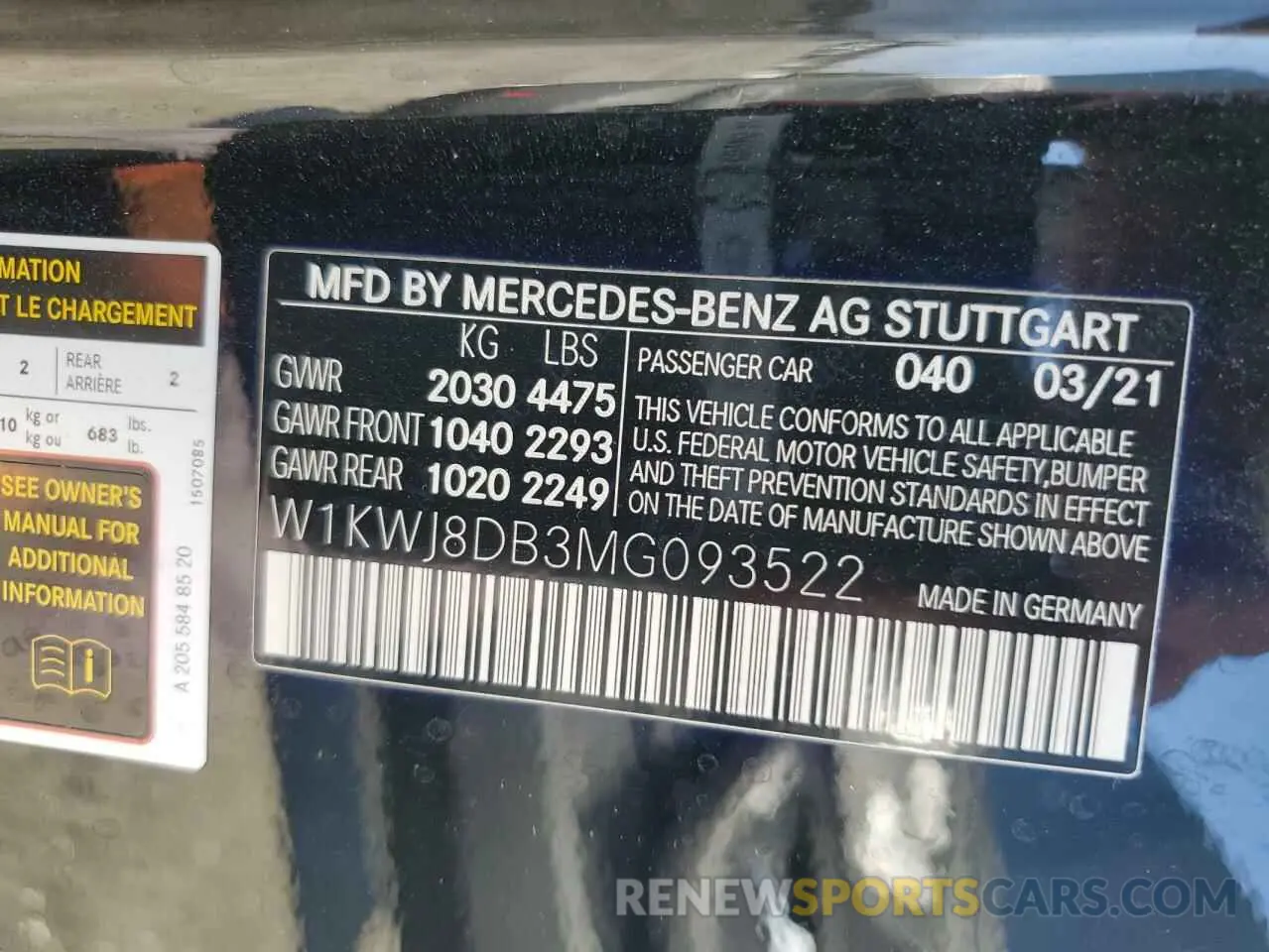 12 Фотография поврежденного автомобиля W1KWJ8DB3MG093522 MERCEDES-BENZ C-CLASS 2021