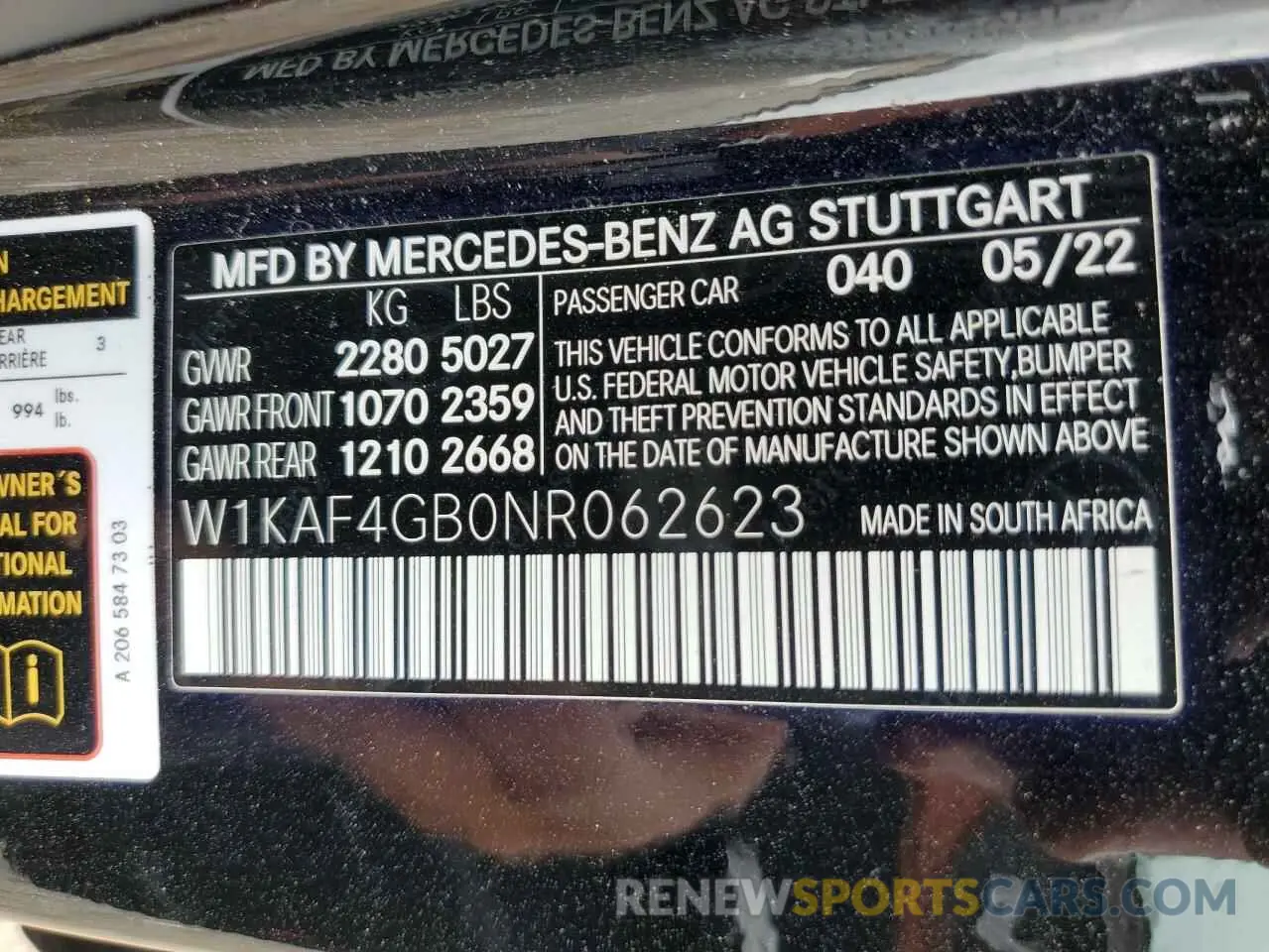 13 Фотография поврежденного автомобиля W1KAF4GB0NR062623 MERCEDES-BENZ C-CLASS 2022