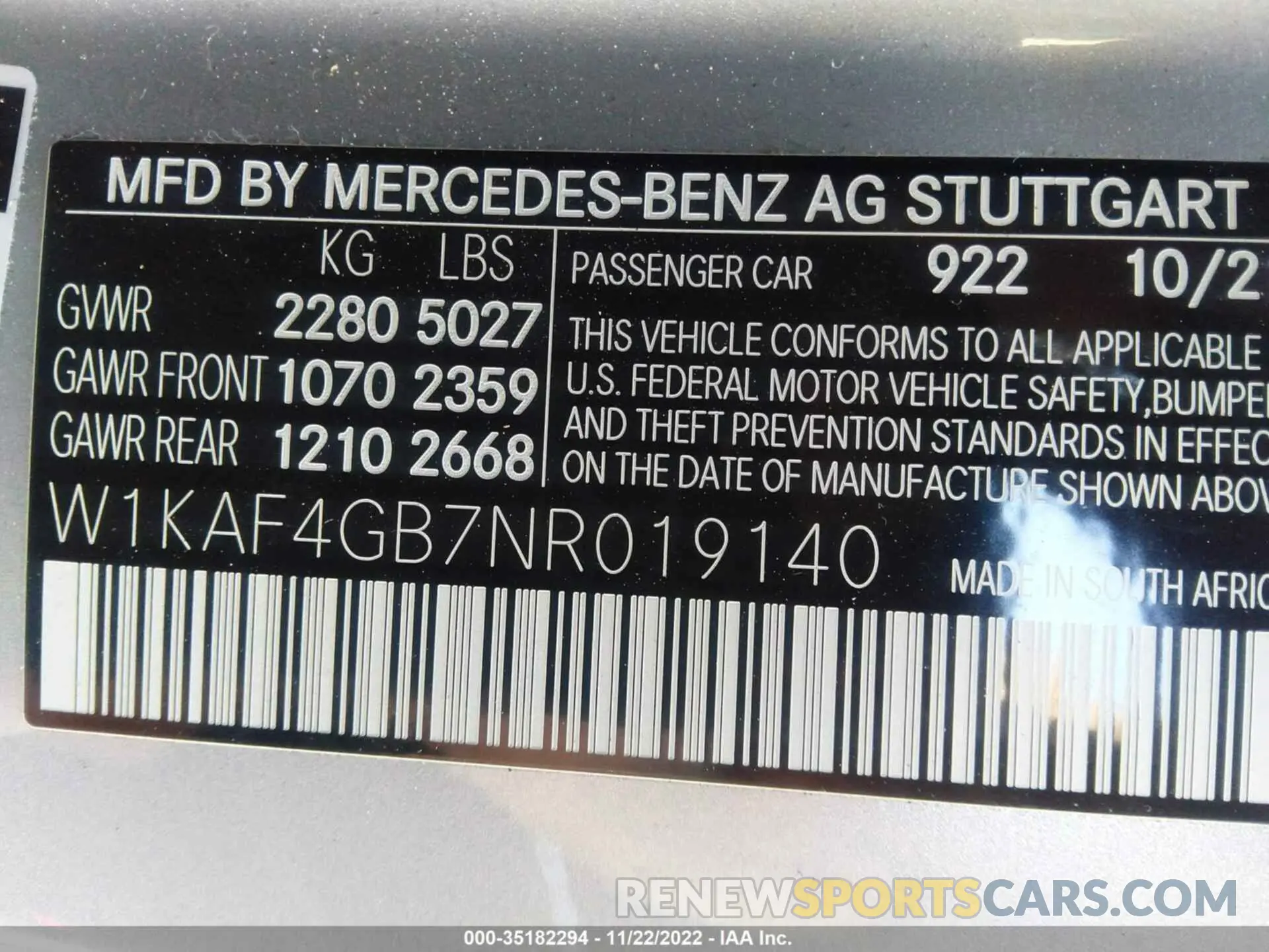 9 Фотография поврежденного автомобиля W1KAF4GB7NR019140 MERCEDES-BENZ C-CLASS 2022