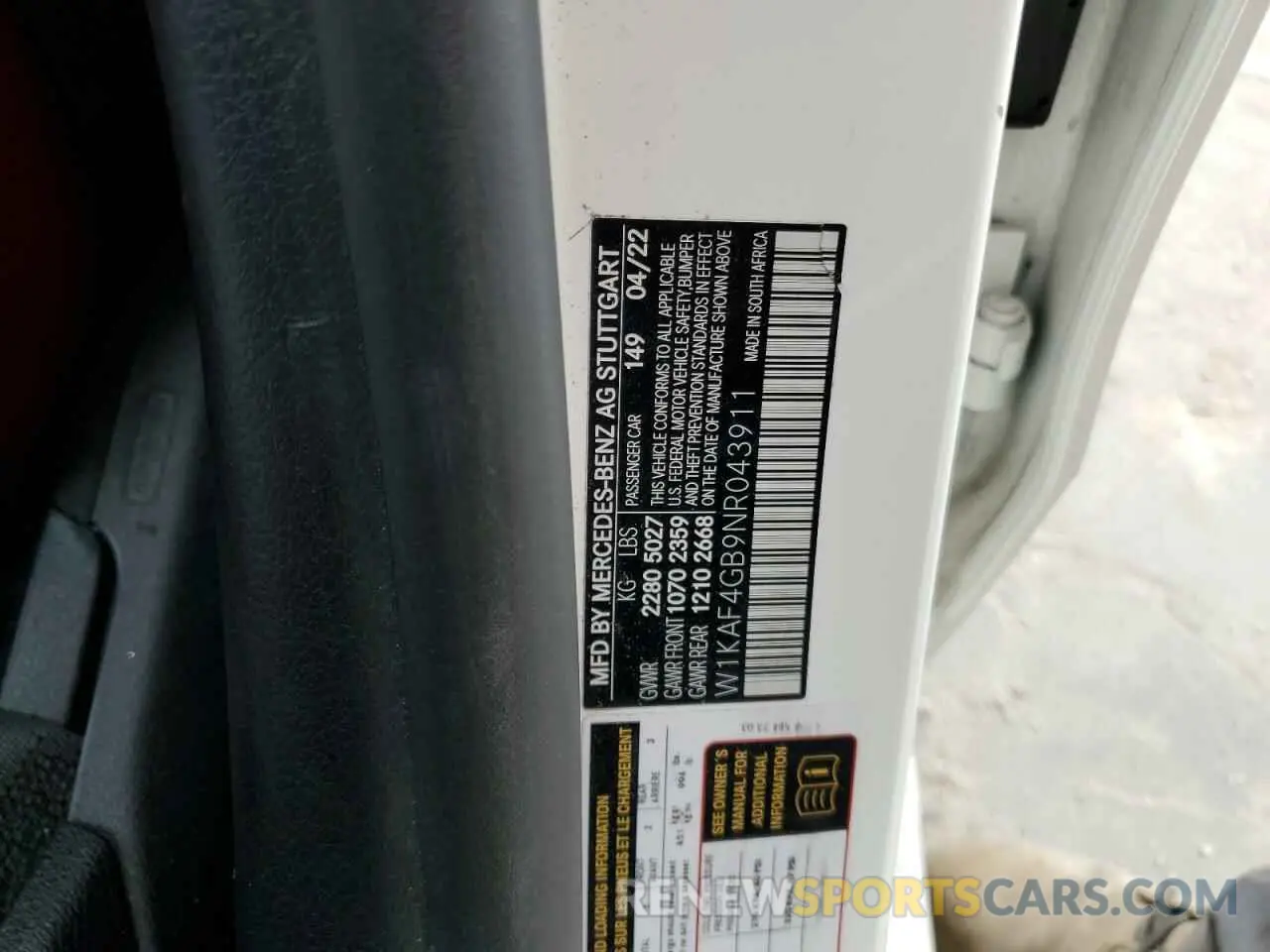 12 Фотография поврежденного автомобиля W1KAF4GB9NR043911 MERCEDES-BENZ C-CLASS 2022