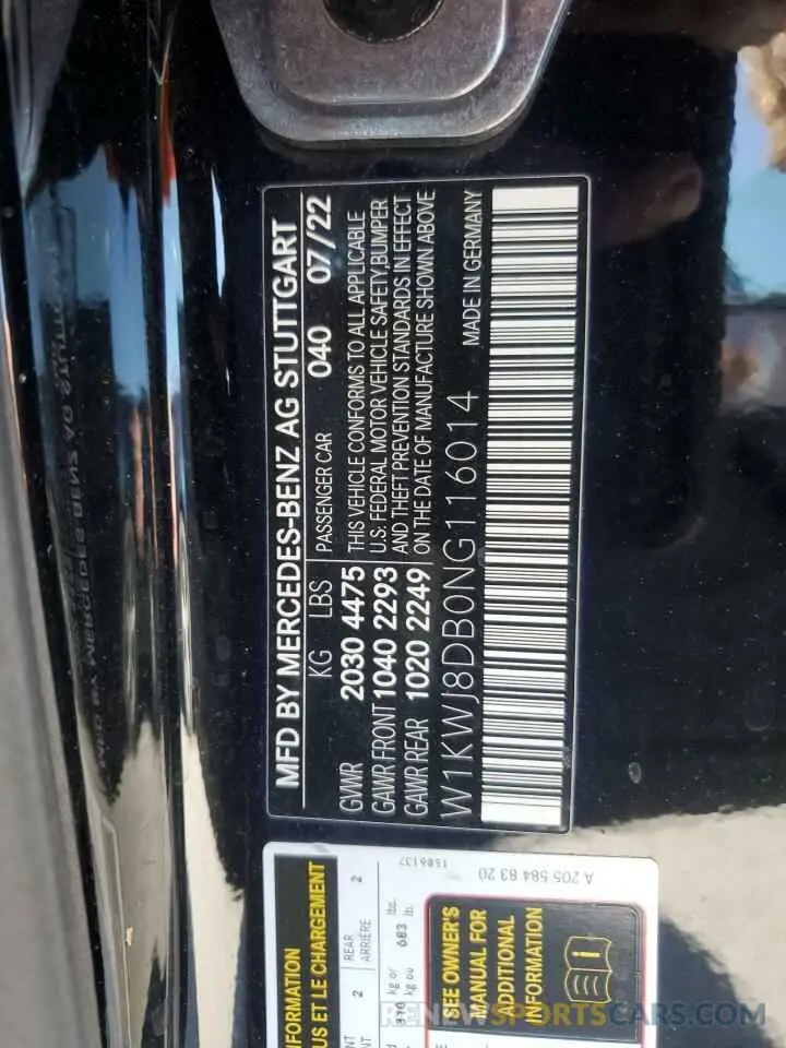 14 Фотография поврежденного автомобиля W1KWJ8DB0NG116014 MERCEDES-BENZ C-CLASS 2022