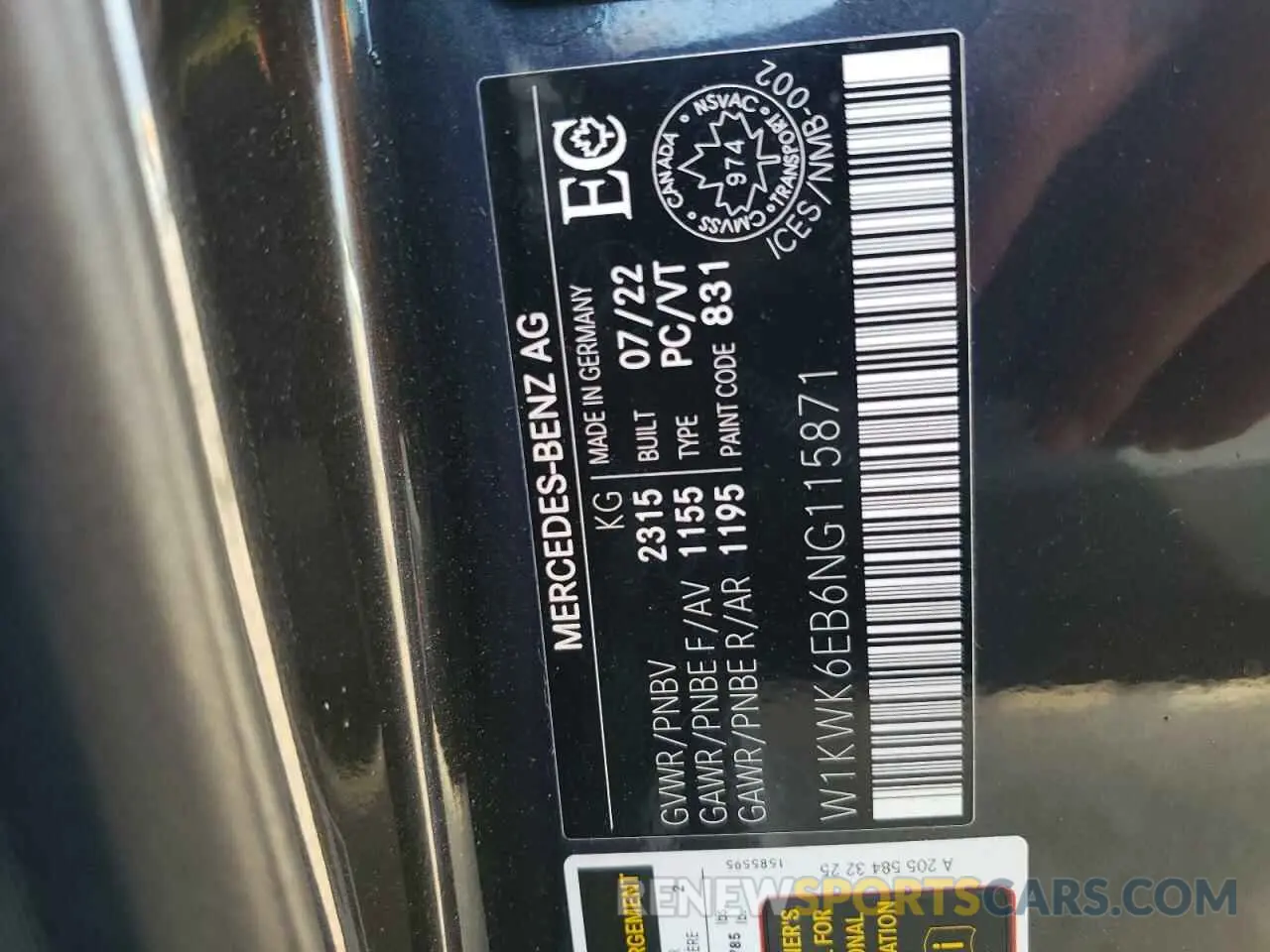 13 Photograph of a damaged car W1KWK6EB6NG115871 MERCEDES-BENZ C-CLASS 2022