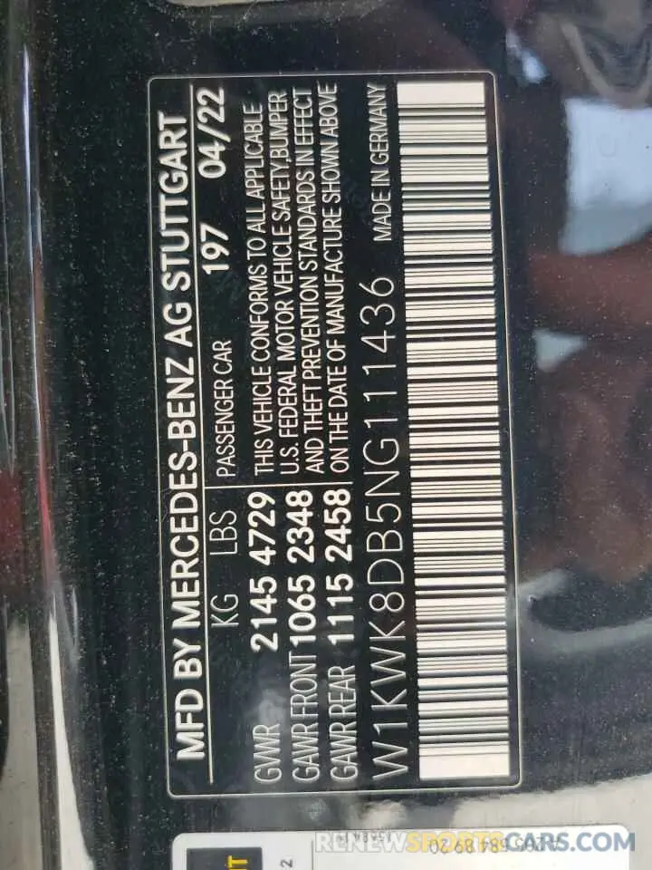 12 Фотография поврежденного автомобиля W1KWK8DB5NG111436 MERCEDES-BENZ C-CLASS 2022