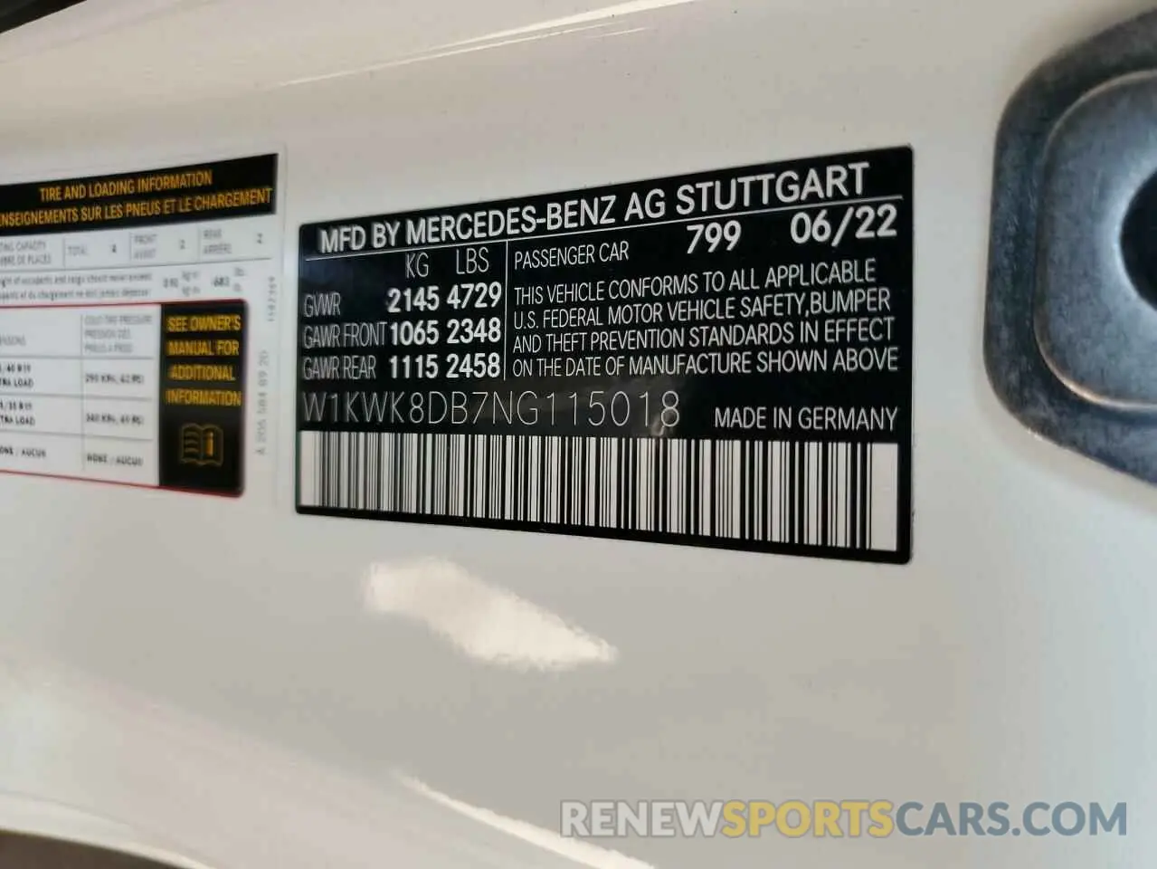 12 Photograph of a damaged car W1KWK8DB7NG115018 MERCEDES-BENZ C-CLASS 2022