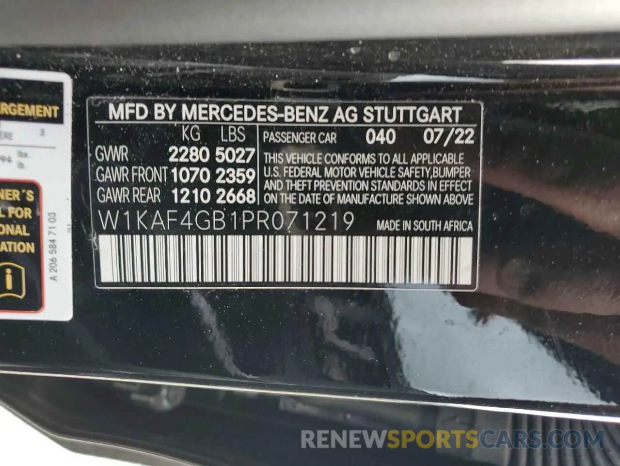 12 Photograph of a damaged car W1KAF4GB1PR071219 MERCEDES-BENZ C-CLASS 2023