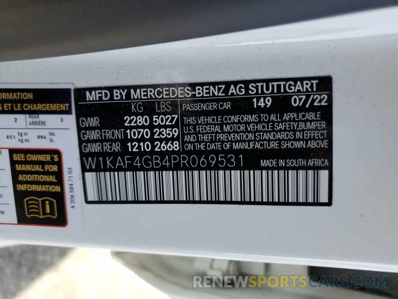 12 Photograph of a damaged car W1KAF4GB4PR069531 MERCEDES-BENZ C-CLASS 2023