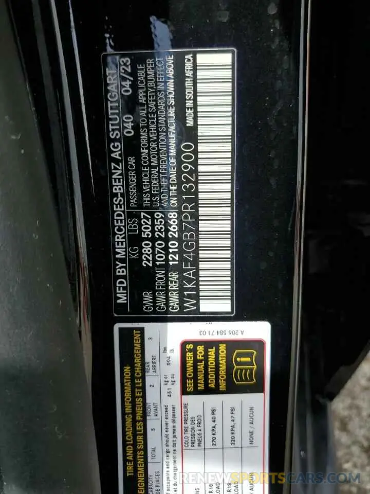12 Photograph of a damaged car W1KAF4GB7PR132900 MERCEDES-BENZ C-CLASS 2023