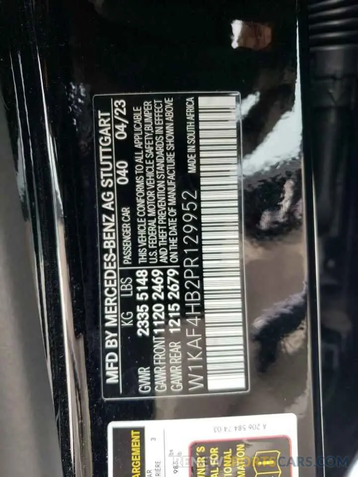 12 Photograph of a damaged car W1KAF4HB2PR129952 MERCEDES-BENZ C-CLASS 2023
