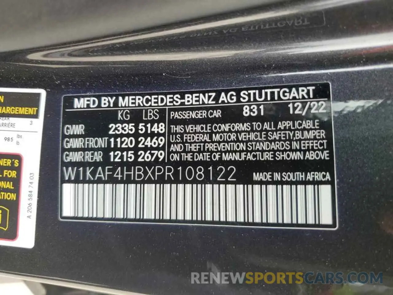 13 Photograph of a damaged car W1KAF4HBXPR108122 MERCEDES-BENZ C-CLASS 2023