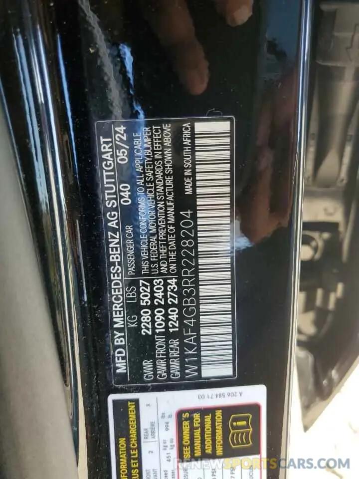 13 Фотография поврежденного автомобиля W1KAF4GB3RR228204 MERCEDES-BENZ C-CLASS 2024