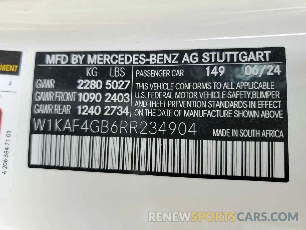 12 Фотография поврежденного автомобиля W1KAF4GB6RR234904 MERCEDES-BENZ C-CLASS 2024