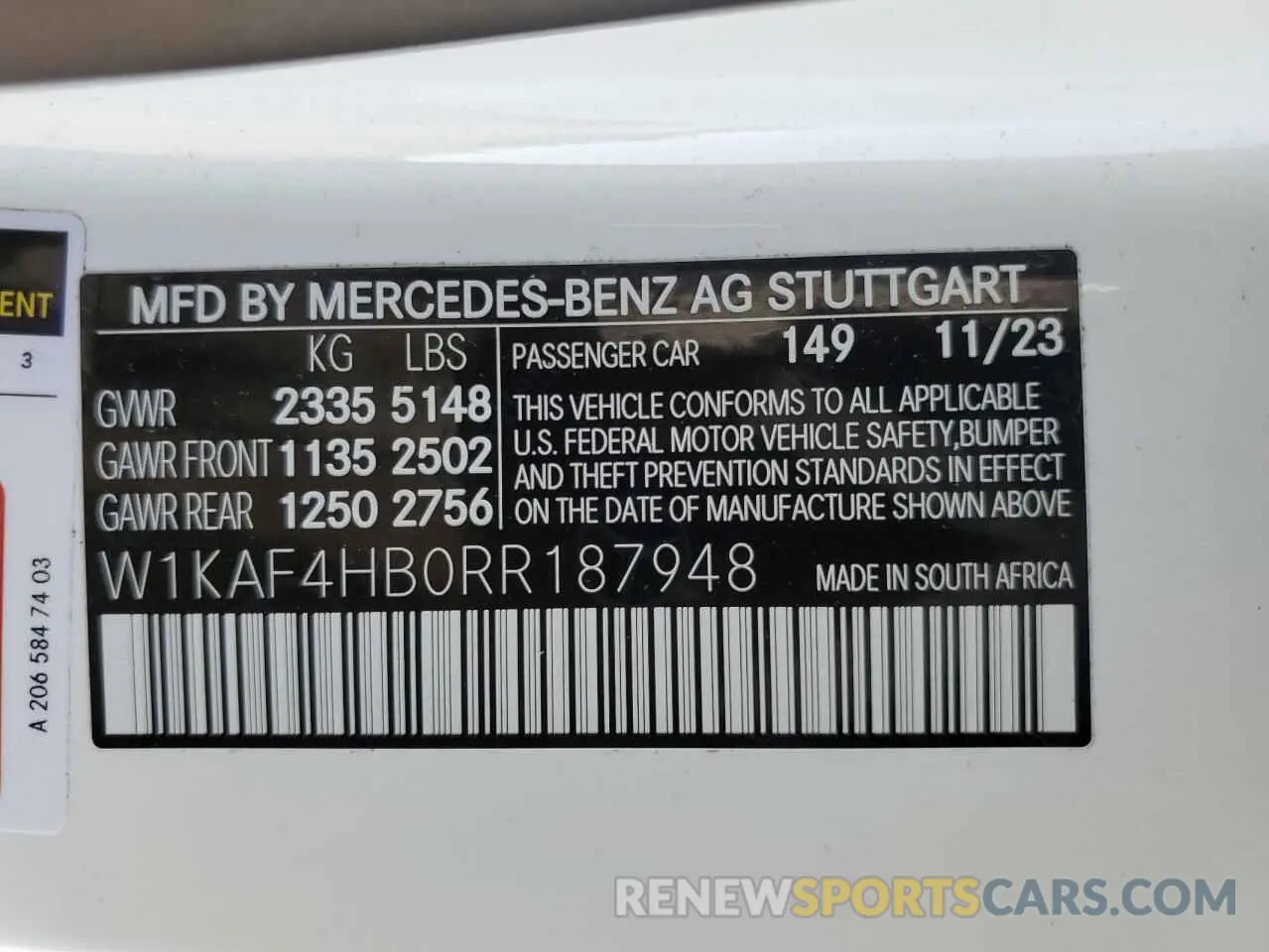14 Фотография поврежденного автомобиля W1KAF4HB0RR187948 MERCEDES-BENZ C-CLASS 2024