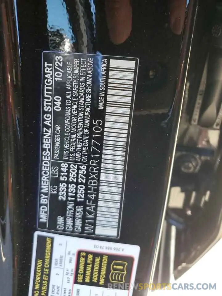 12 Photograph of a damaged car W1KAF4HBXRR177105 MERCEDES-BENZ C-CLASS 2024