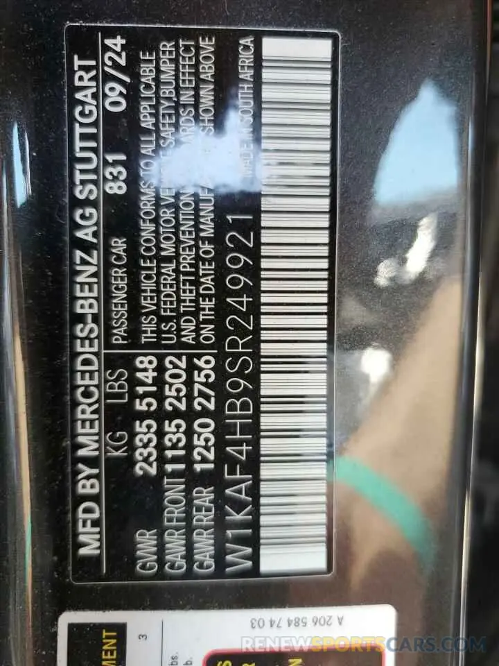 12 Photograph of a damaged car W1KAF4HB9SR249921 MERCEDES-BENZ C-CLASS 2025