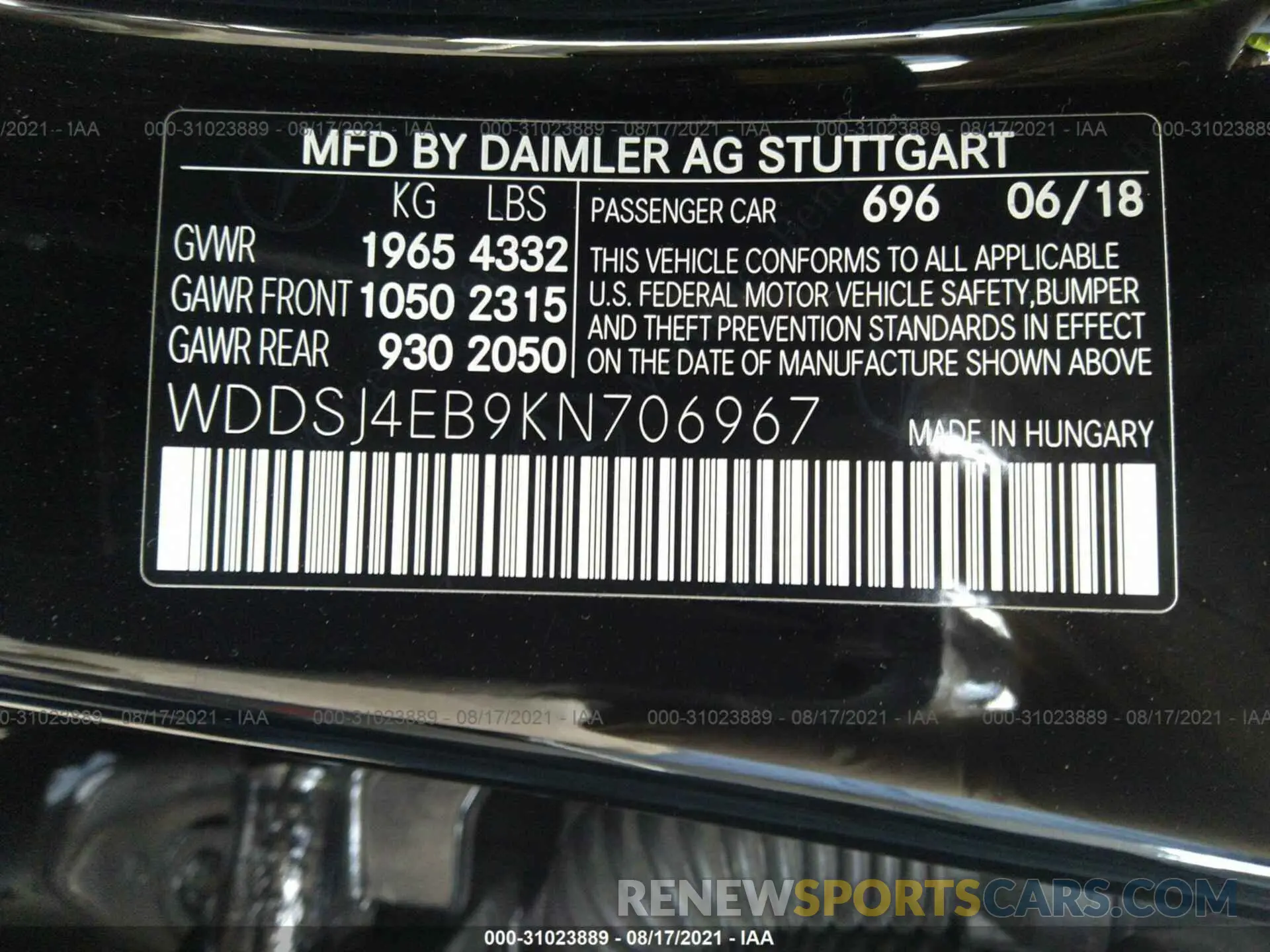 9 Photograph of a damaged car WDDSJ4EB9KN706967 MERCEDES-BENZ CLA 2019