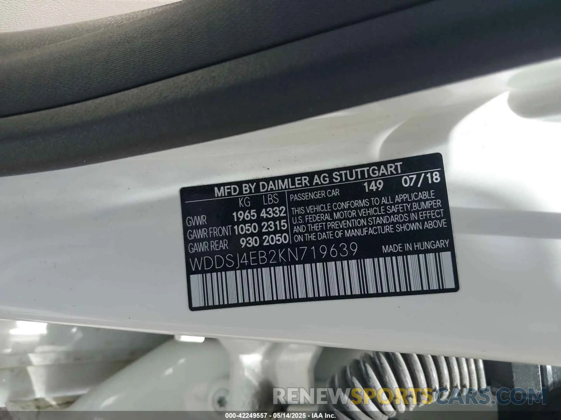 9 Photograph of a damaged car WDDSJ4EB2KN719639 MERCEDES-BENZ CLA 250 2019