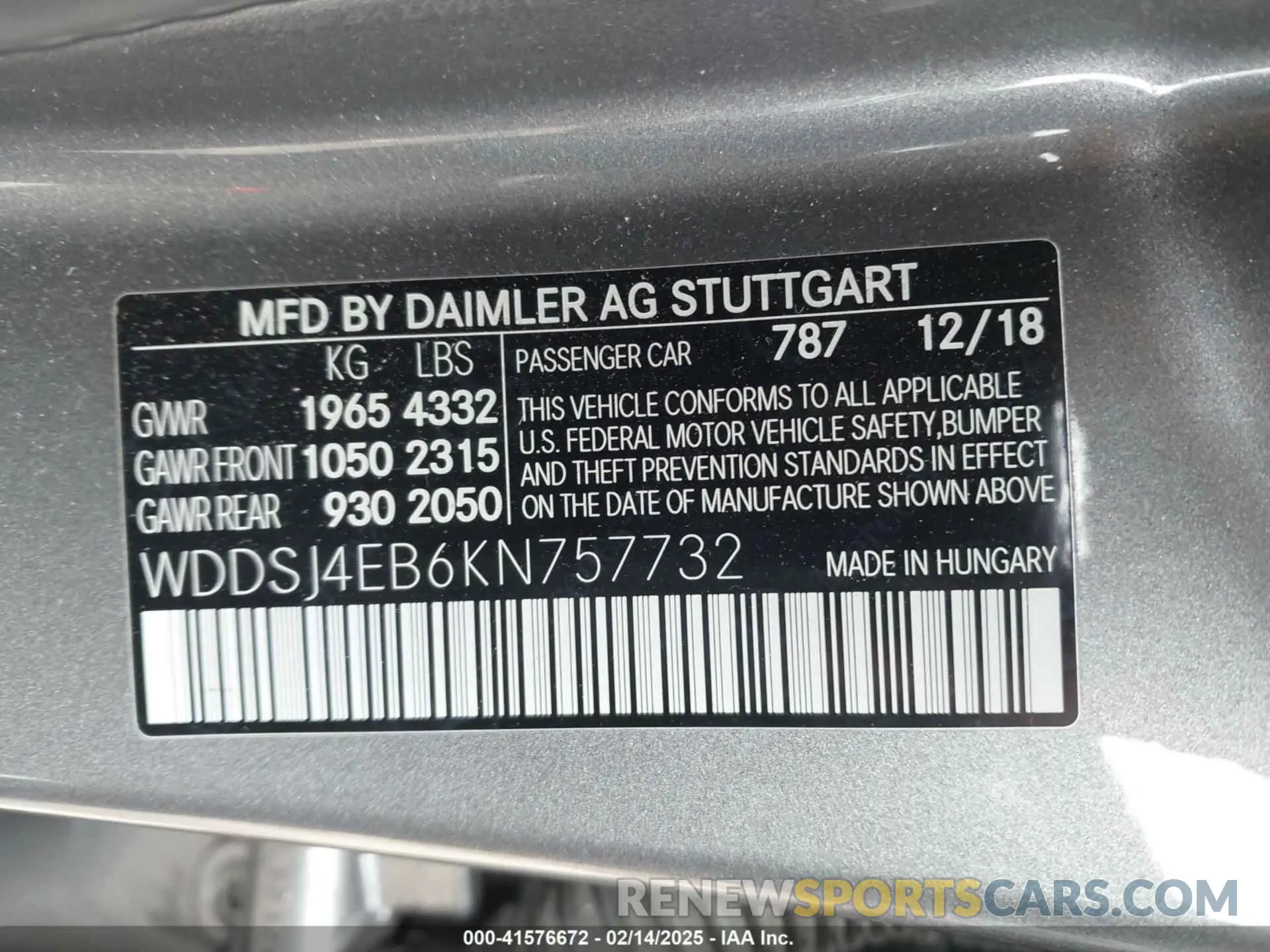 9 Фотография поврежденного автомобиля WDDSJ4EB6KN757732 MERCEDES-BENZ CLA 250 2019