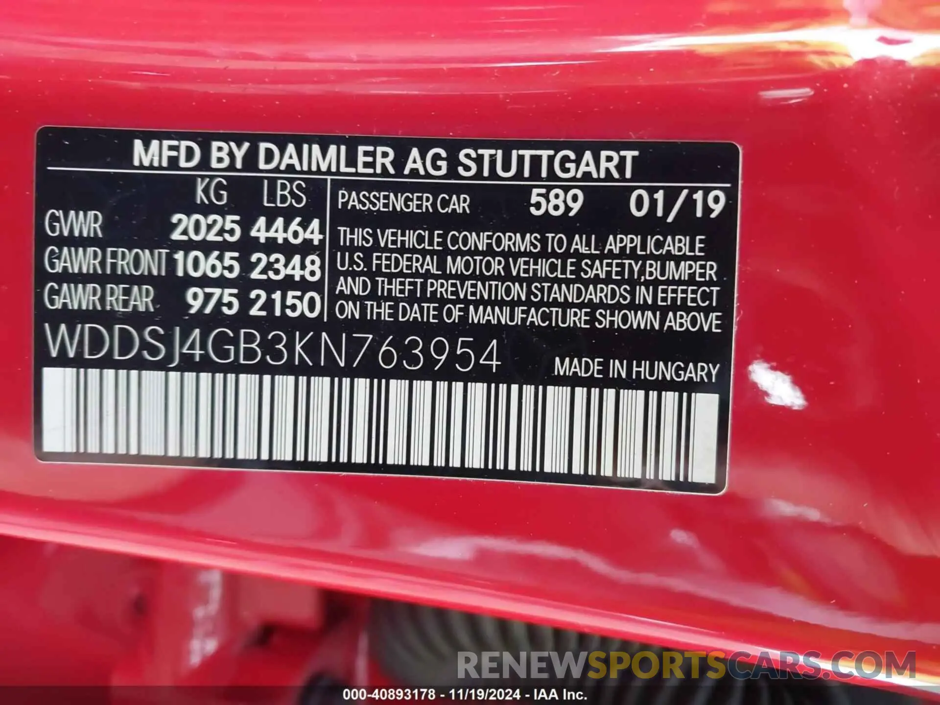 9 Фотография поврежденного автомобиля WDDSJ4GB3KN763954 MERCEDES-BENZ CLA 250 2019