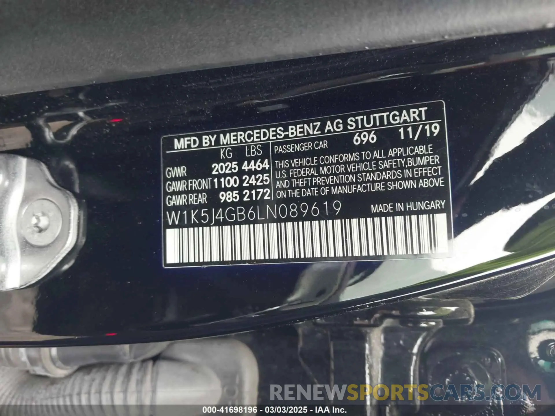 9 Photograph of a damaged car W1K5J4GB6LN089619 MERCEDES-BENZ CLA 250 2020