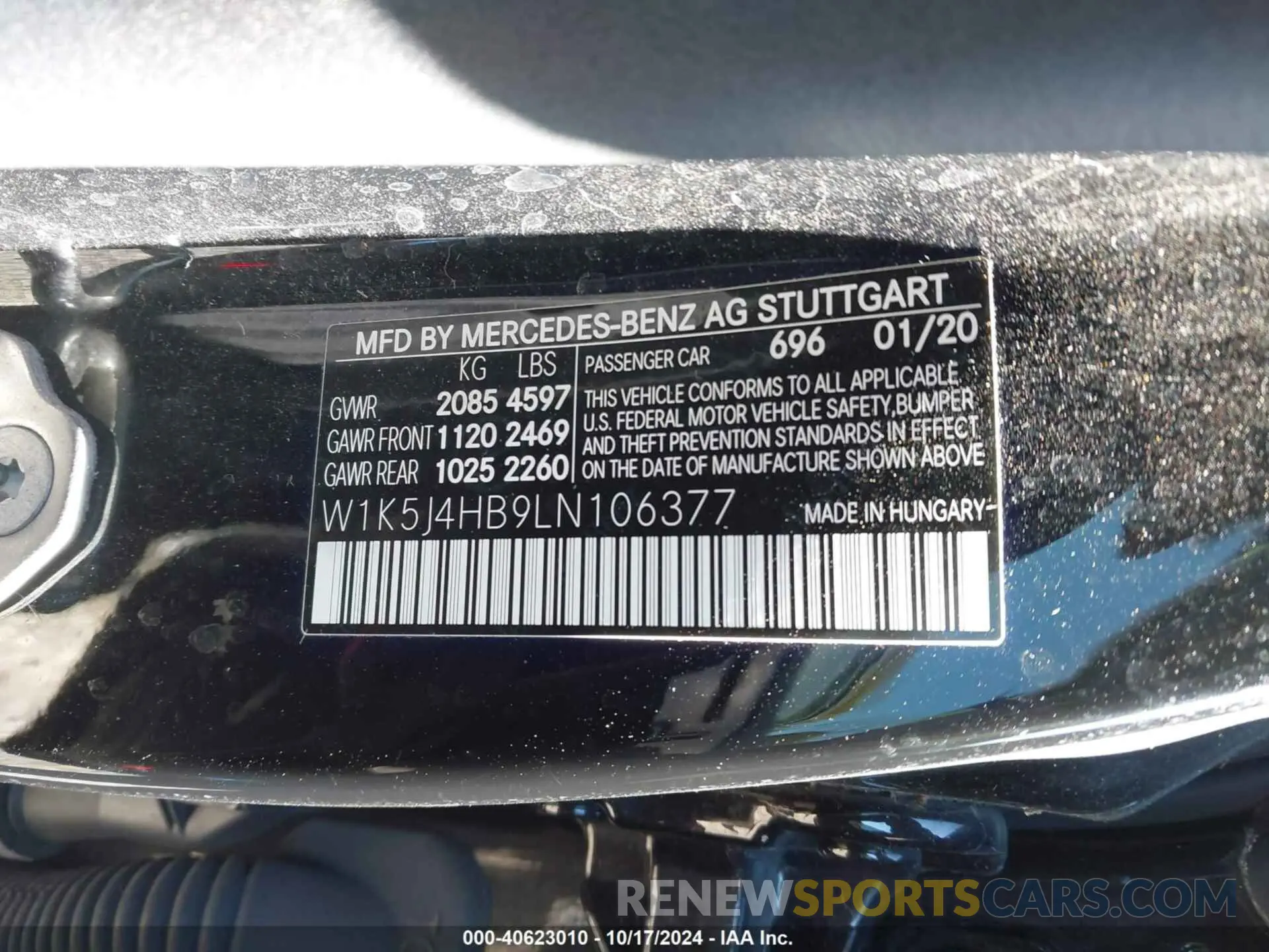 9 Photograph of a damaged car W1K5J4HB9LN106377 MERCEDES-BENZ CLA 250 2020