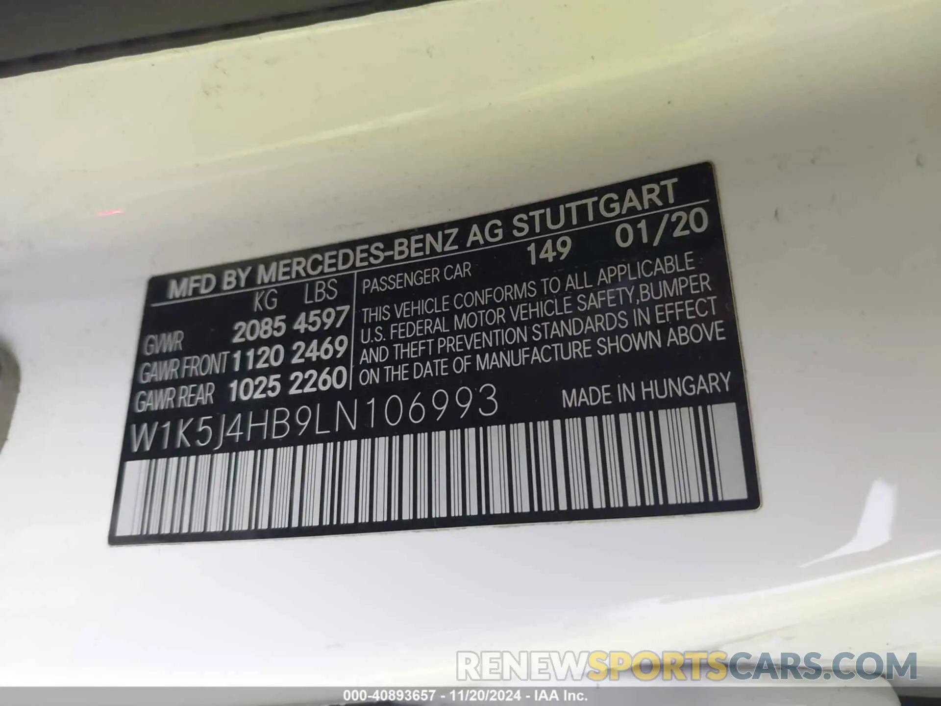 9 Фотография поврежденного автомобиля W1K5J4HB9LN106993 MERCEDES-BENZ CLA 250 2020