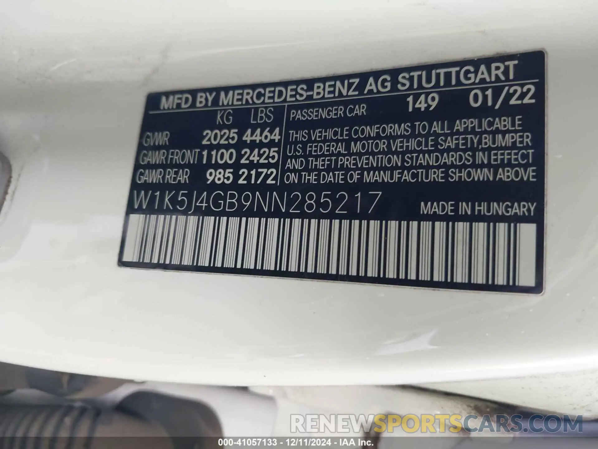 9 Фотография поврежденного автомобиля W1K5J4GB9NN285217 MERCEDES-BENZ CLA 250 COUPE 2022