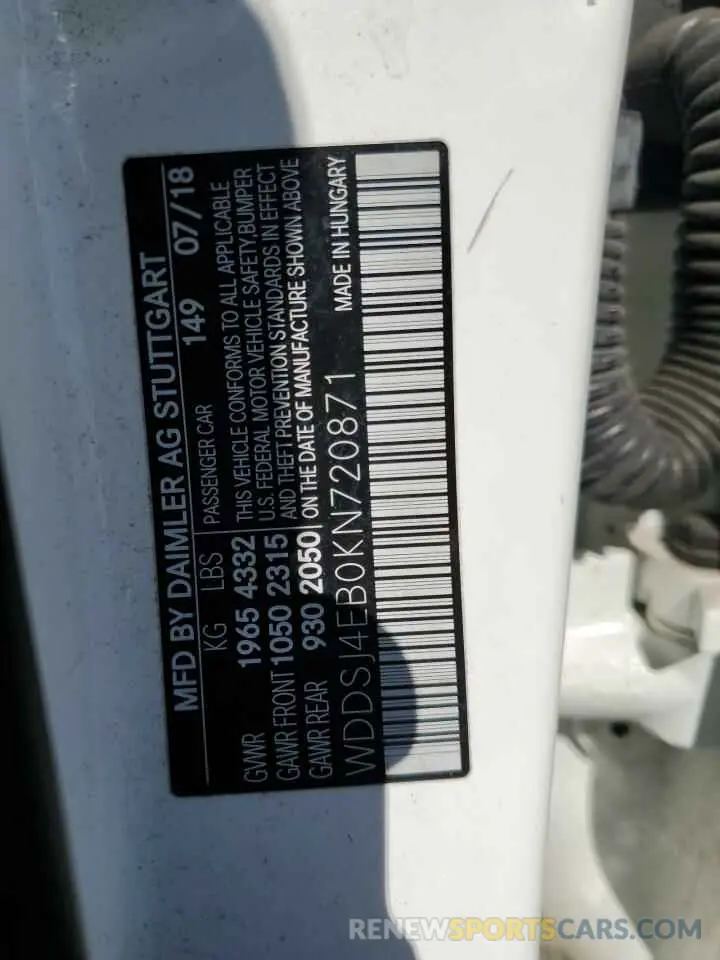 12 Photograph of a damaged car WDDSJ4EB0KN720871 MERCEDES-BENZ CLA-CLASS 2019