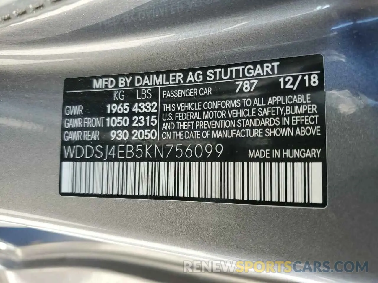 12 Photograph of a damaged car WDDSJ4EB5KN756099 MERCEDES-BENZ CLA-CLASS 2019