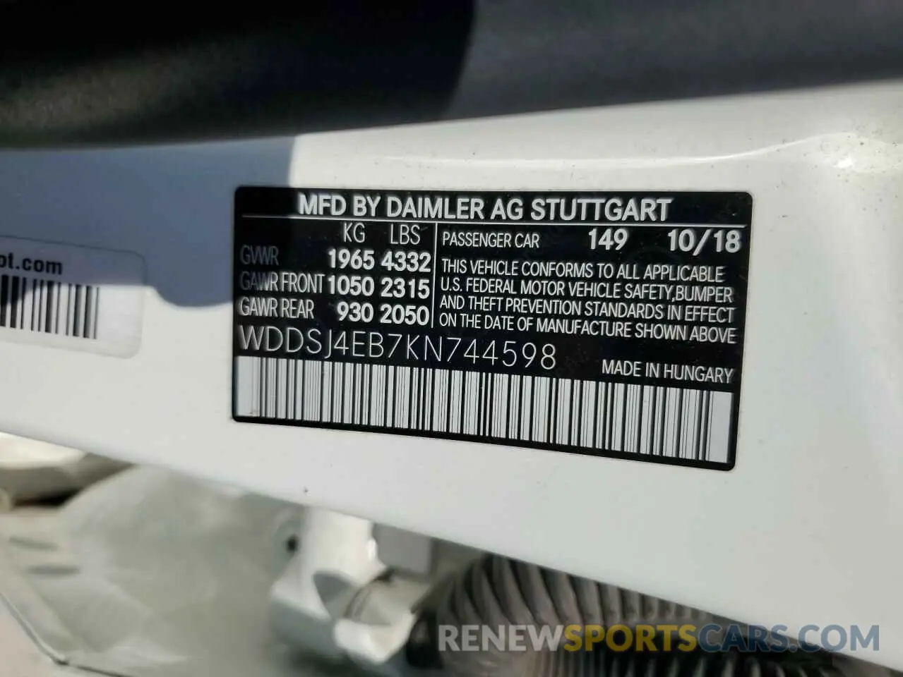 12 Photograph of a damaged car WDDSJ4EB7KN744598 MERCEDES-BENZ CLA-CLASS 2019