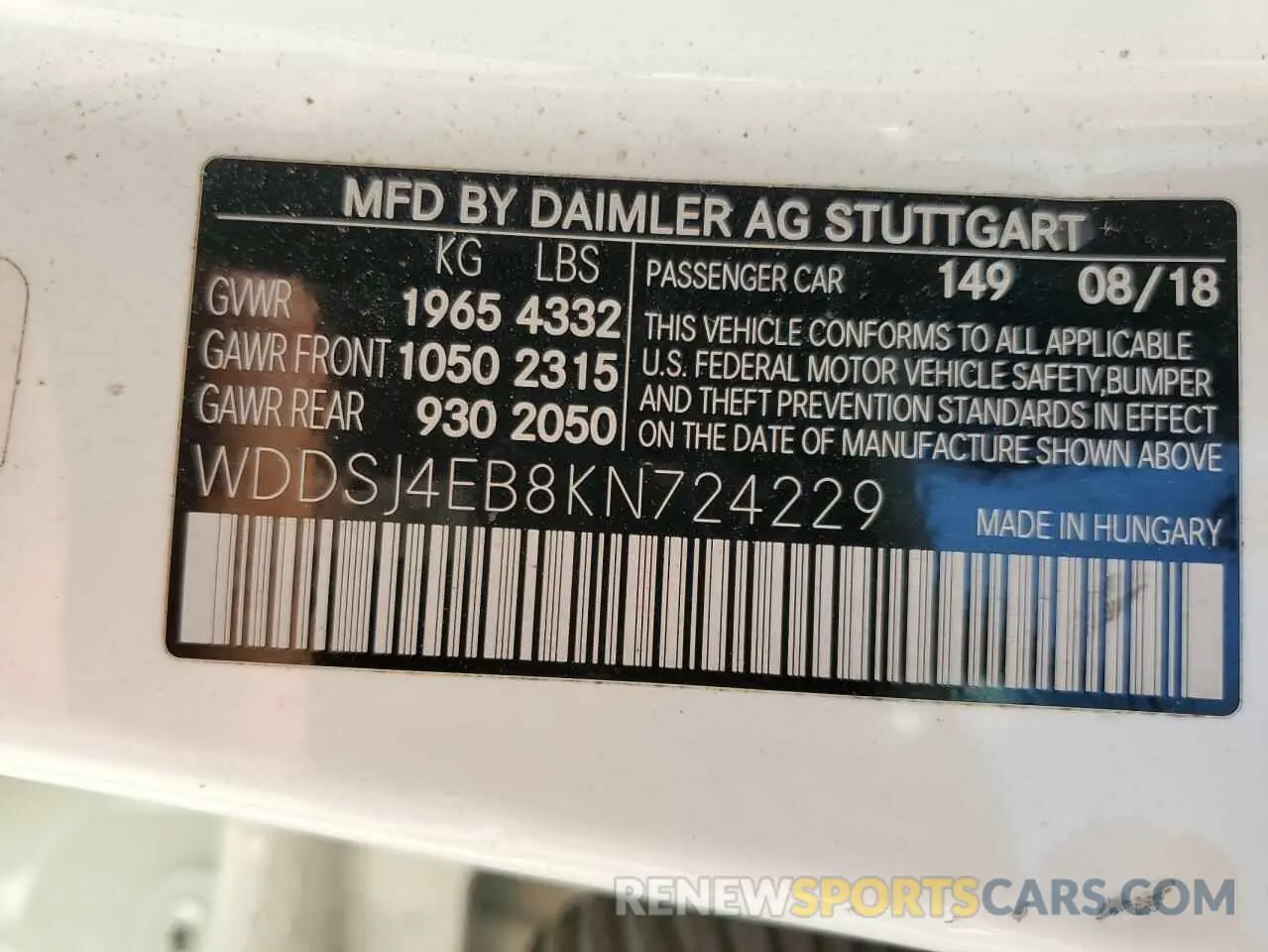13 Photograph of a damaged car WDDSJ4EB8KN724229 MERCEDES-BENZ CLA-CLASS 2019