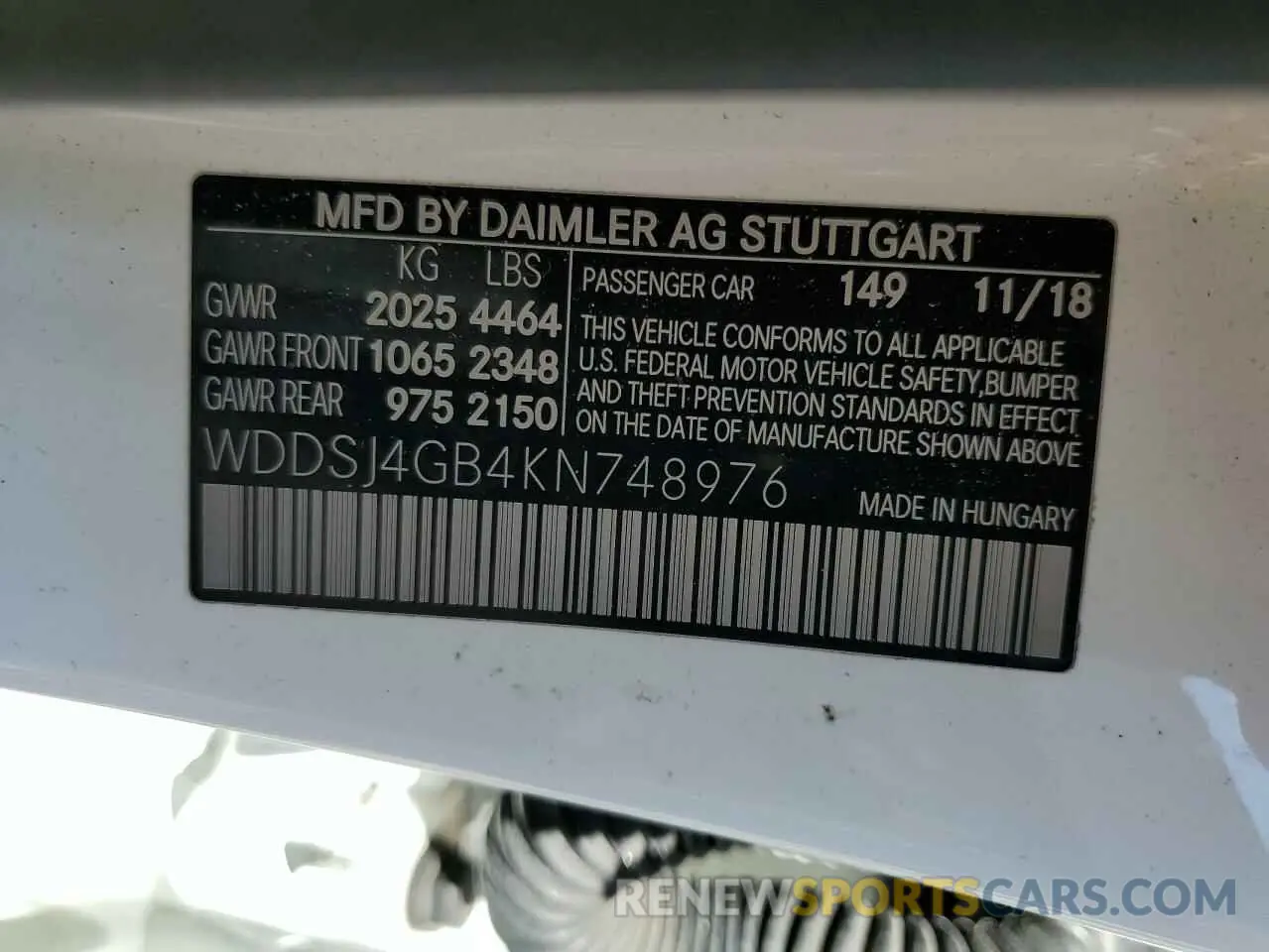12 Photograph of a damaged car WDDSJ4GB4KN748976 MERCEDES-BENZ CLA-CLASS 2019