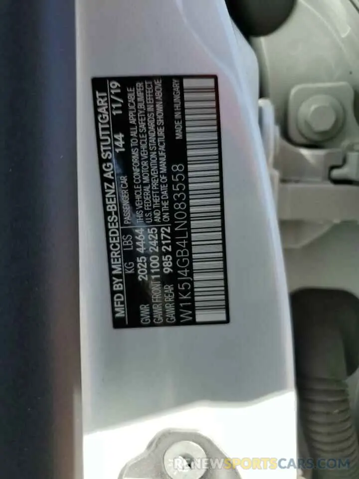 14 Фотография поврежденного автомобиля W1K5J4GB4LN083558 MERCEDES-BENZ CLA-CLASS 2020