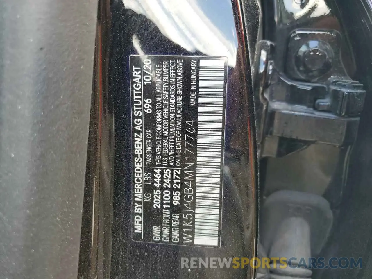 10 Photograph of a damaged car W1K5J4GB4MN177764 MERCEDES-BENZ CLA-CLASS 2021