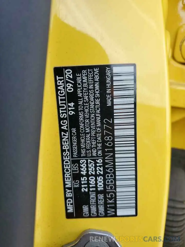 12 Photograph of a damaged car W1K5J5BB6MN168772 MERCEDES-BENZ CLA-CLASS 2021