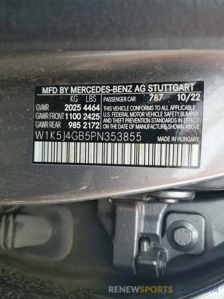 13 Photograph of a damaged car W1K5J4GB5PN353855 MERCEDES-BENZ CLA-CLASS 2023
