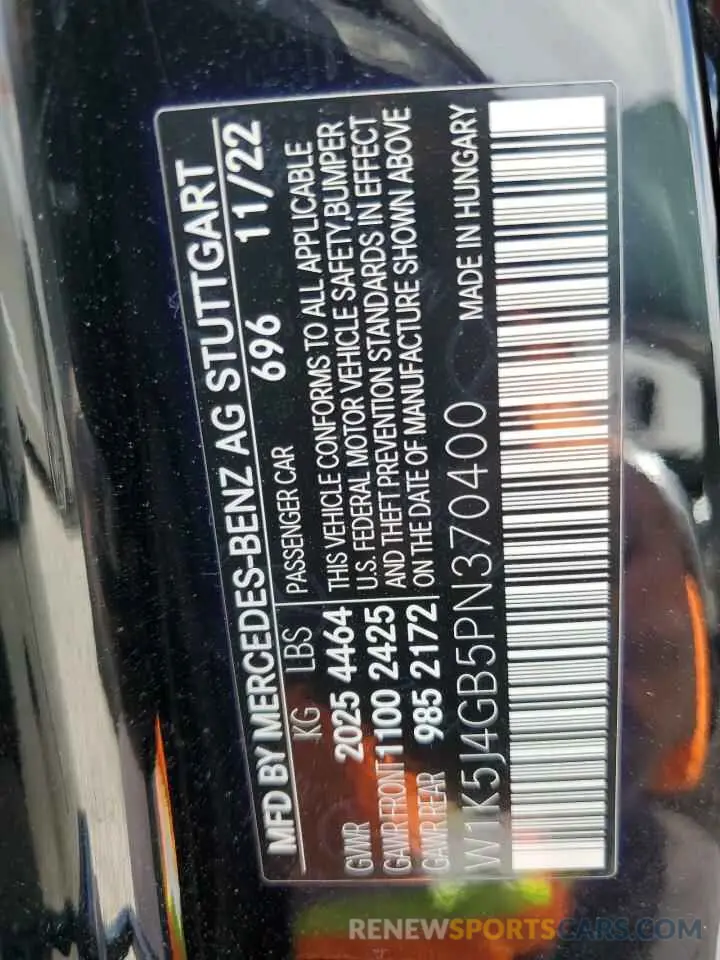 12 Фотография поврежденного автомобиля W1K5J4GB5PN370400 MERCEDES-BENZ CLA-CLASS 2023