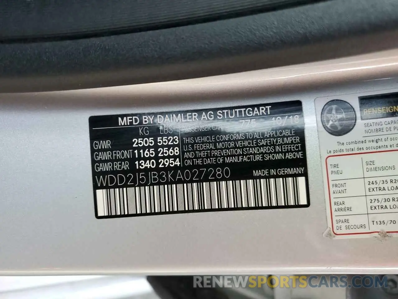 12 Фотография поврежденного автомобиля WDD2J5JB3KA027280 MERCEDES-BENZ CLC-CLASS 2019