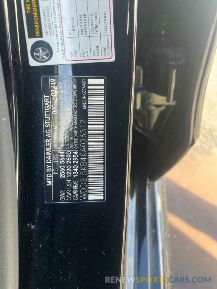 10 Photograph of a damaged car WDD2J5KB4KA036312 MERCEDES-BENZ CLC-CLASS 2019
