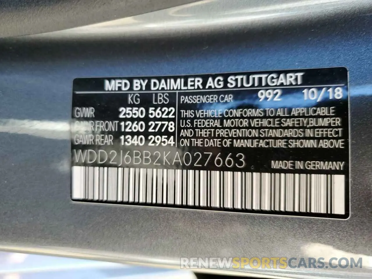 12 Фотография поврежденного автомобиля WDD2J6BB2KA027663 MERCEDES-BENZ CLC-CLASS 2019