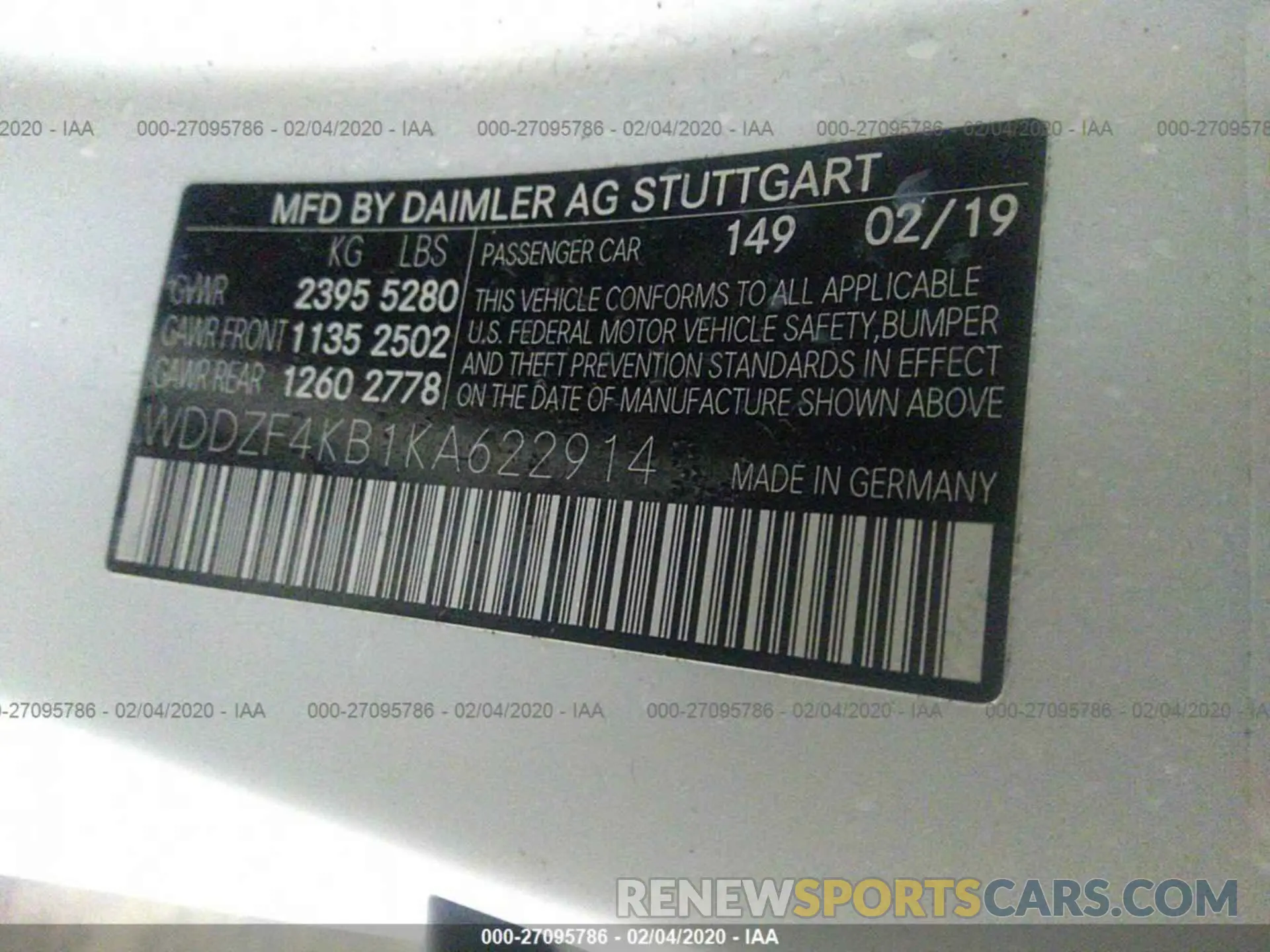 9 Photograph of a damaged car WDDZF4KB1KA622914 MERCEDES-BENZ E 2019