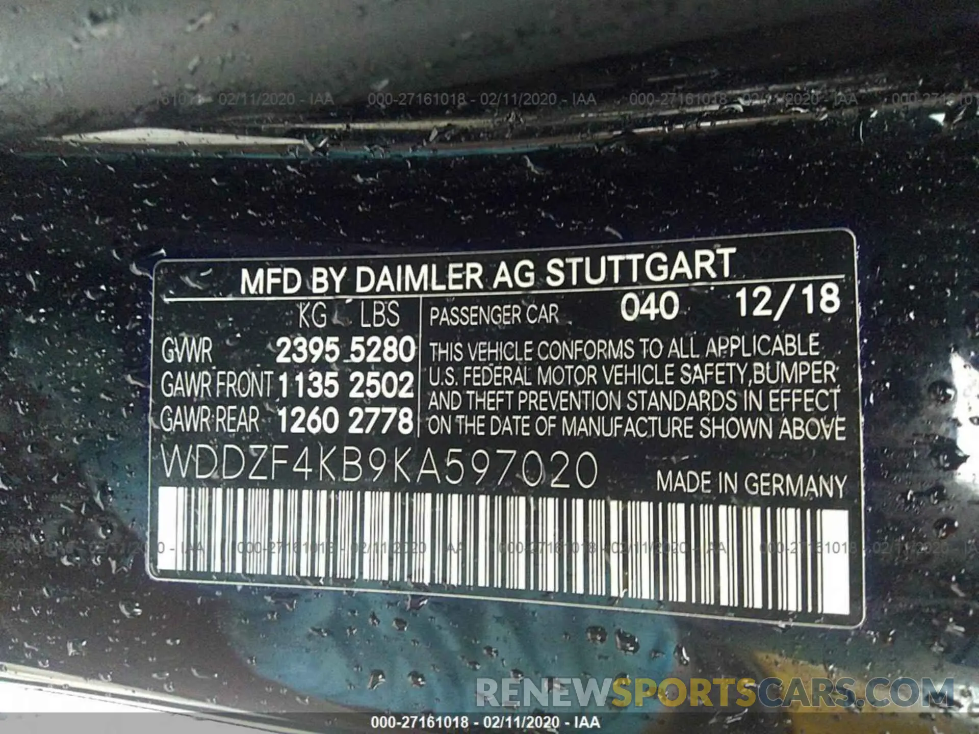 9 Photograph of a damaged car WDDZF4KB9KA597020 MERCEDES-BENZ E 2019