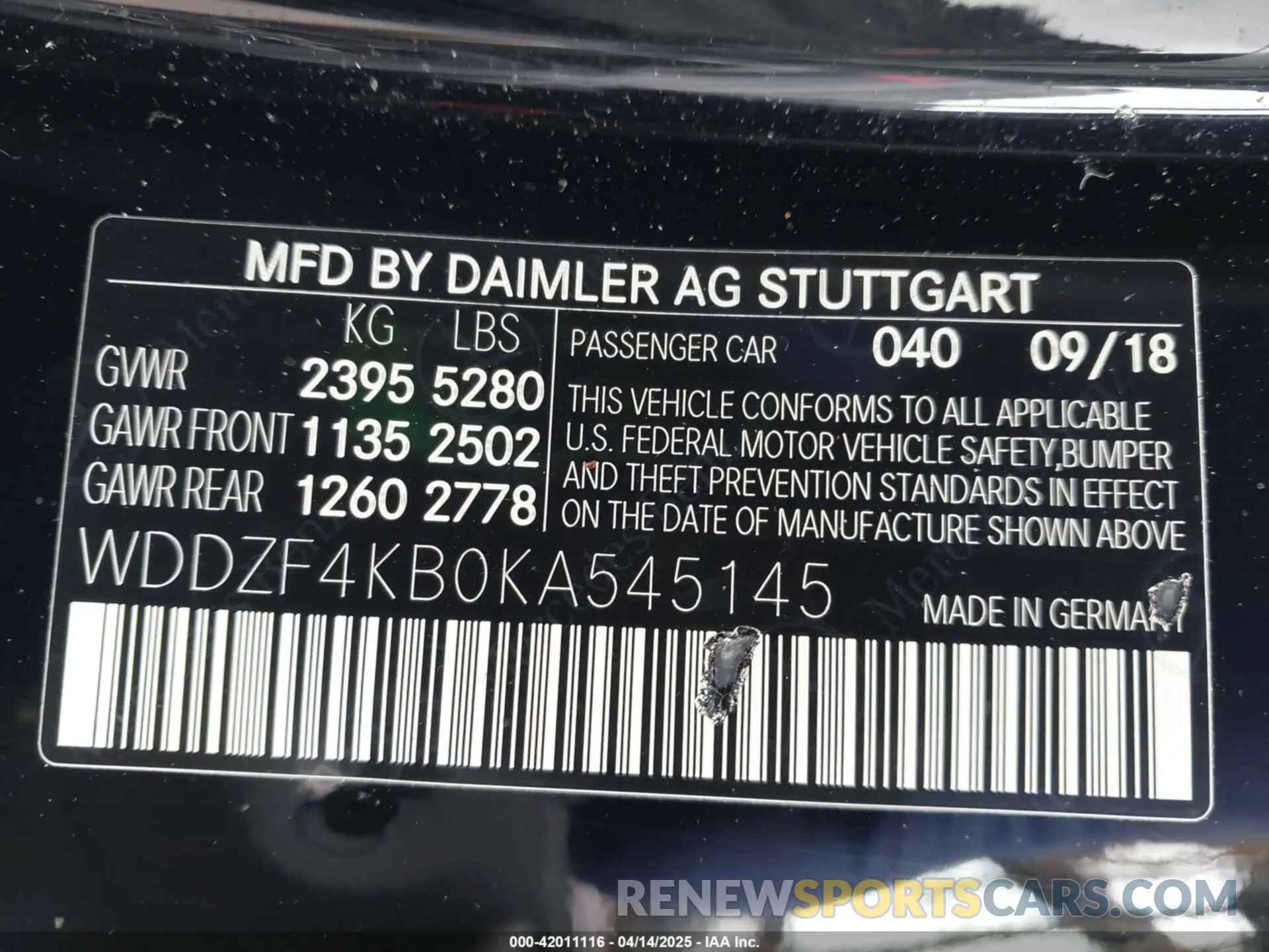 9 Photograph of a damaged car WDDZF4KB0KA545145 MERCEDES-BENZ E 300 2019