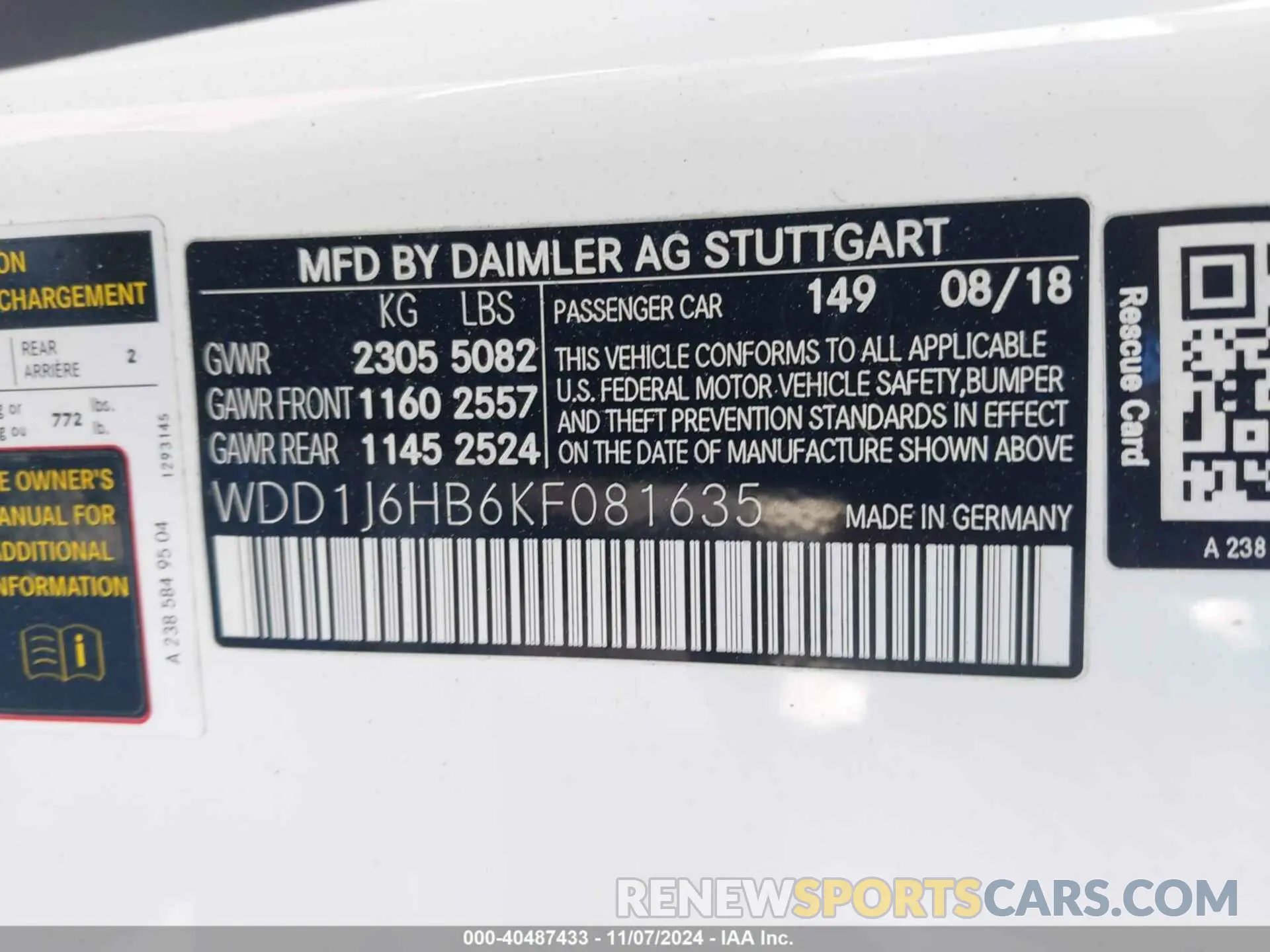 9 Фотография поврежденного автомобиля WDD1J6HB6KF081635 MERCEDES-BENZ E 450 2019