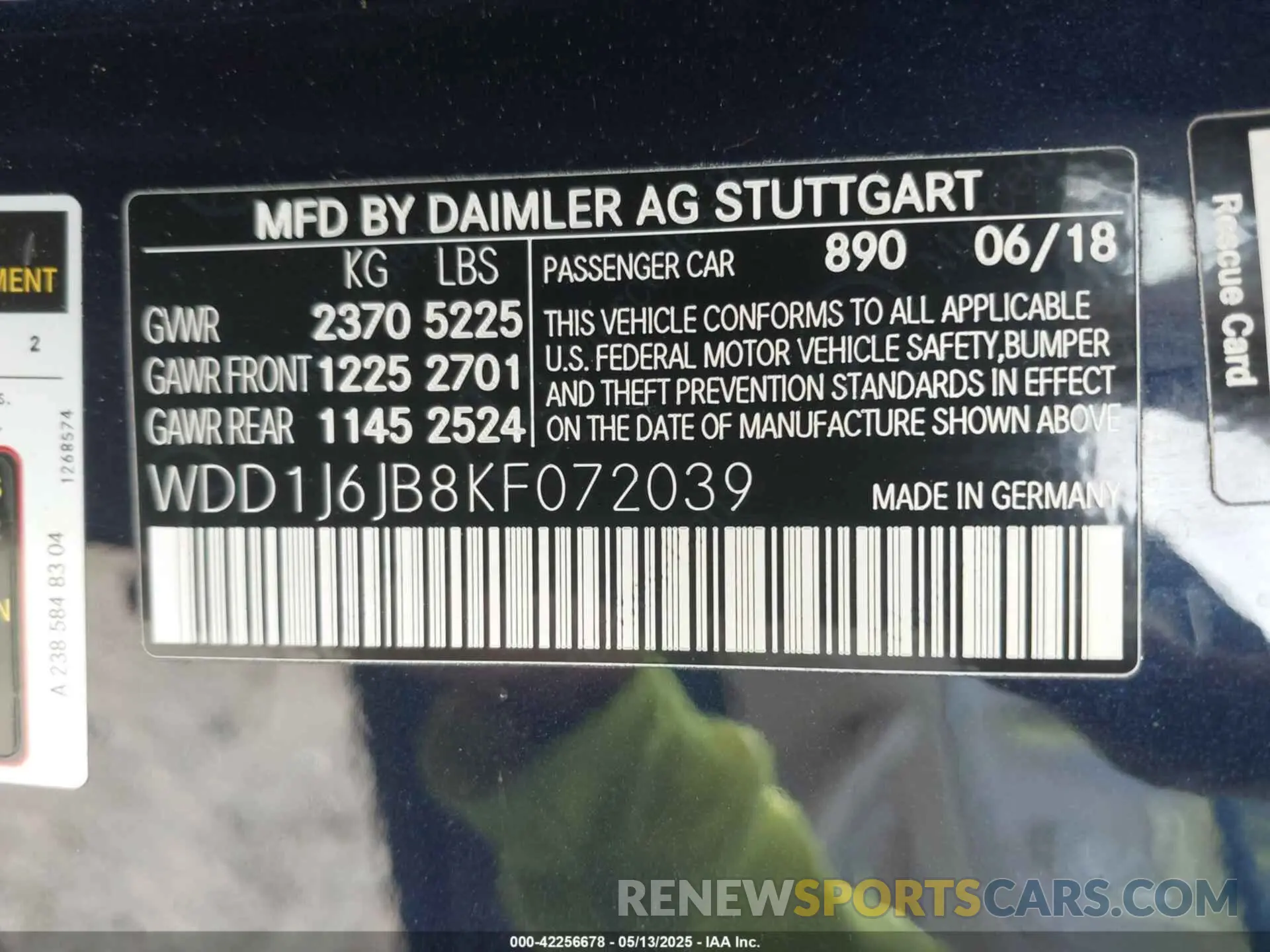 9 Фотография поврежденного автомобиля WDD1J6JB8KF072039 MERCEDES-BENZ E 450 2019