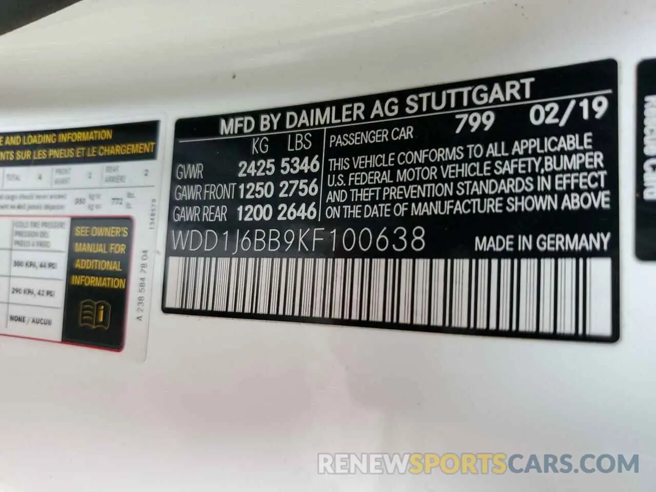 12 Фотография поврежденного автомобиля WDD1J6BB9KF100638 MERCEDES-BENZ E-CLASS 2019