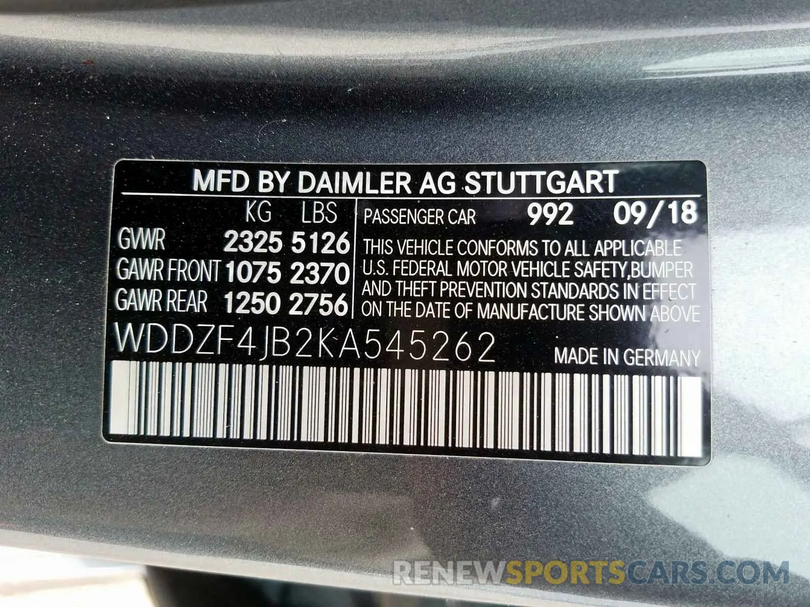 10 Photograph of a damaged car WDDZF4JB2KA545262 MERCEDES-BENZ E CLASS 2019