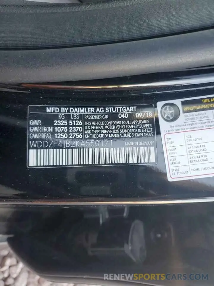 13 Фотография поврежденного автомобиля WDDZF4JB2KA550171 MERCEDES-BENZ E-CLASS 2019