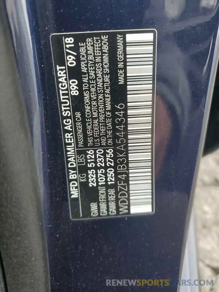 13 Фотография поврежденного автомобиля WDDZF4JB3KA544346 MERCEDES-BENZ E-CLASS 2019